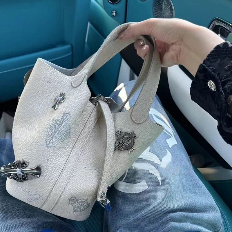 Chrome Hearts printed retro spicy girl style hand-held bucket bag