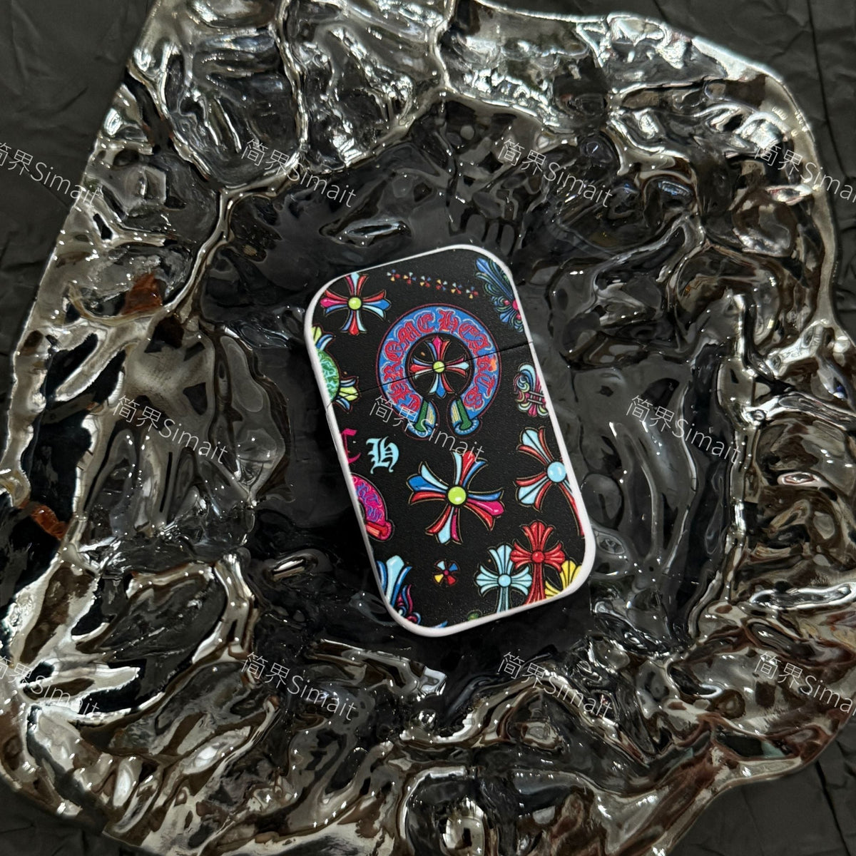 Chrome Hearts Windproof Lighter with Colorful Graffiti Art
