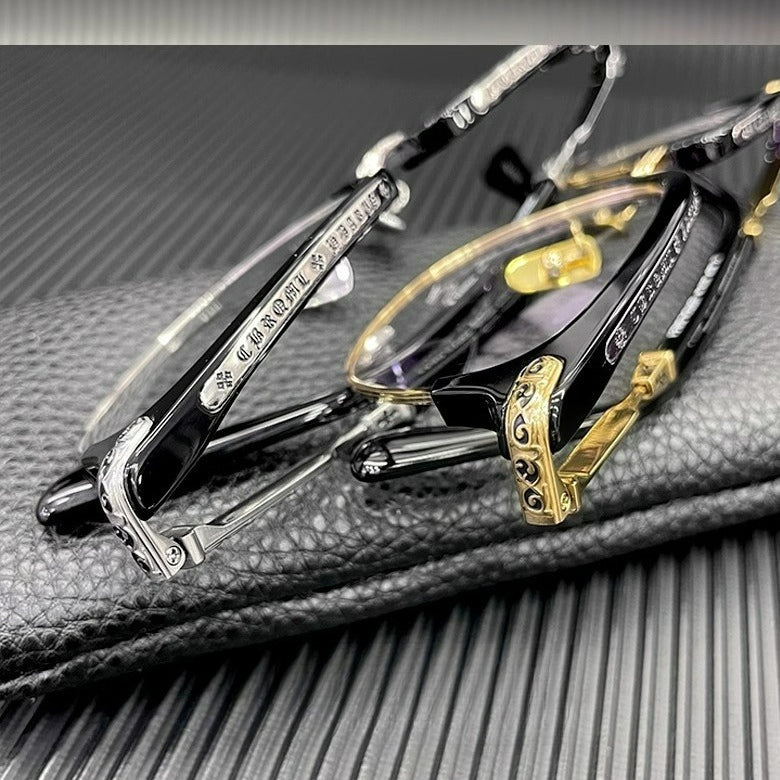 Chrome Hearts Large Frame Titanium Frame Semi-Rim Eyeglasses