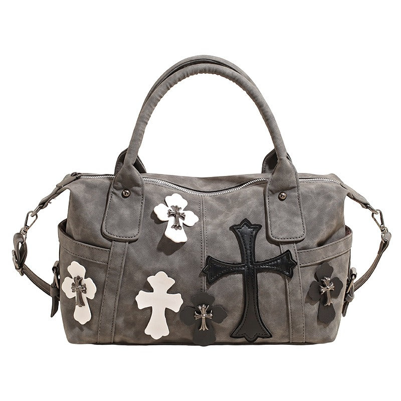 Chrome Hearts Black and White Patchwork Travel Bag