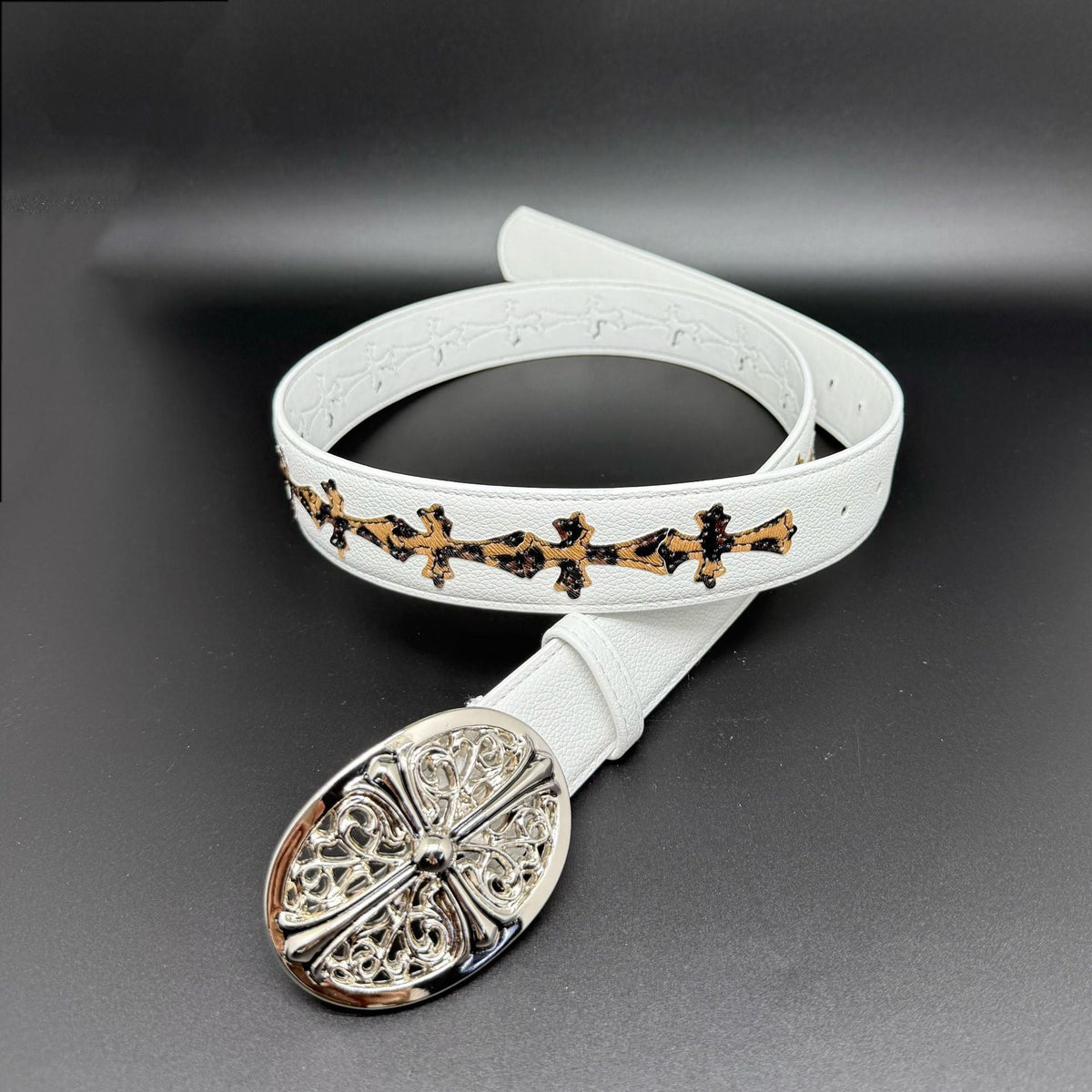 Chrome Hearts Cross-Motif Classic Leather Belt