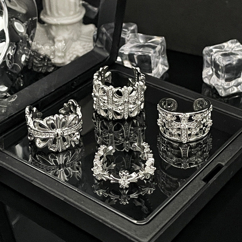chrome hearts irregular cross adjustable ring