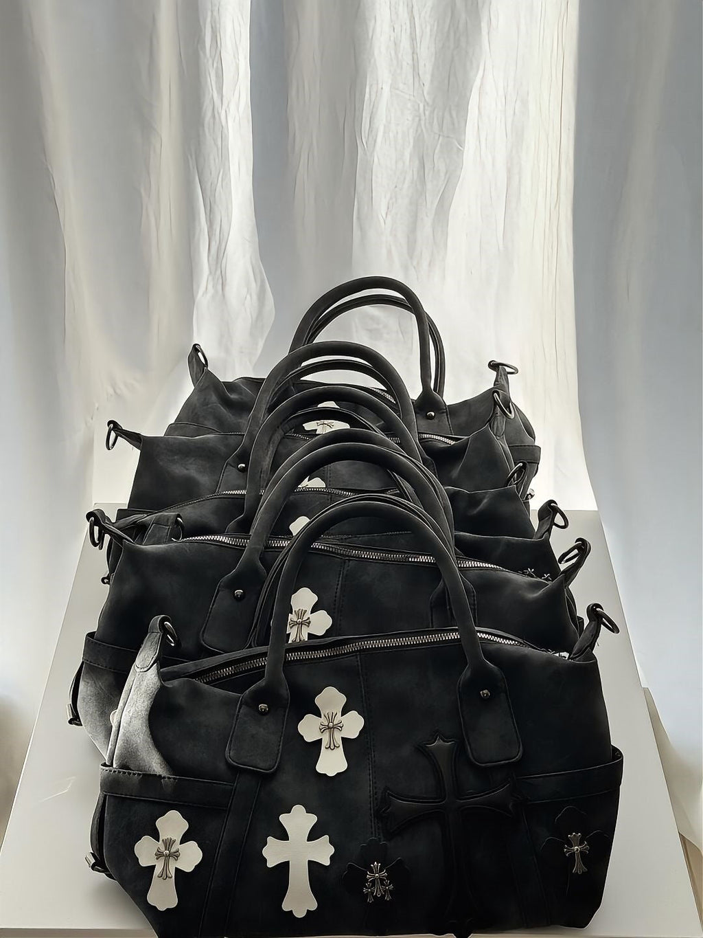 Chrome Hearts Black and White Patchwork Travel Bag