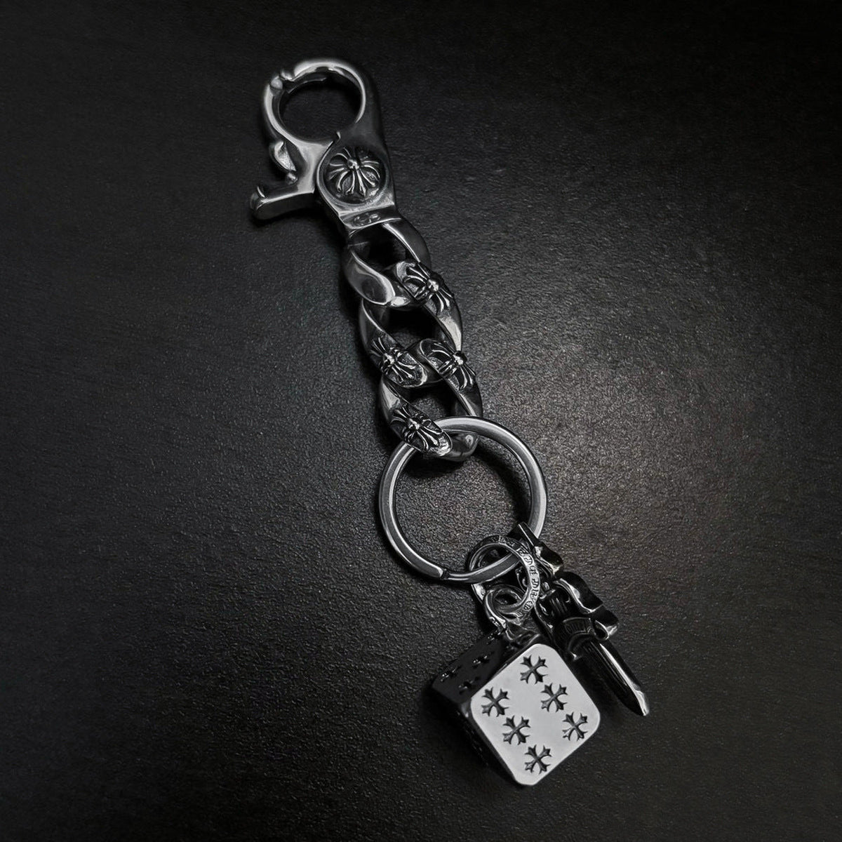 chrome hearts sword dice keychain