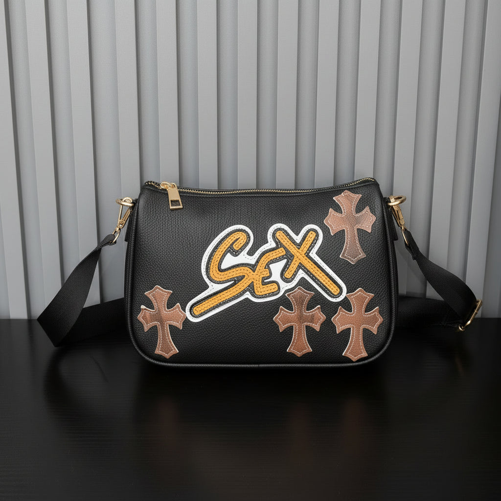 Chrome Hearts cross camouflage PU leather crossbody bag