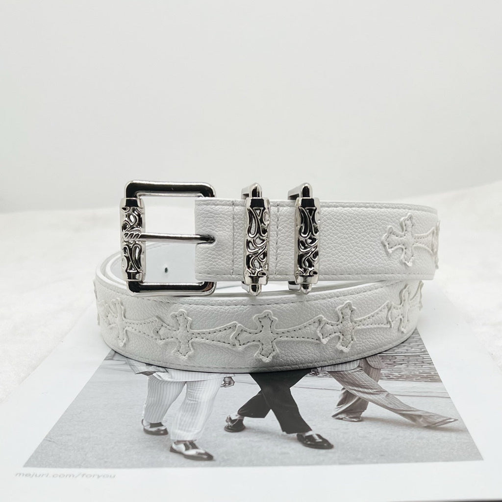 Chrome Hearts Litchi-Grain Colored Belt with Vine Motif