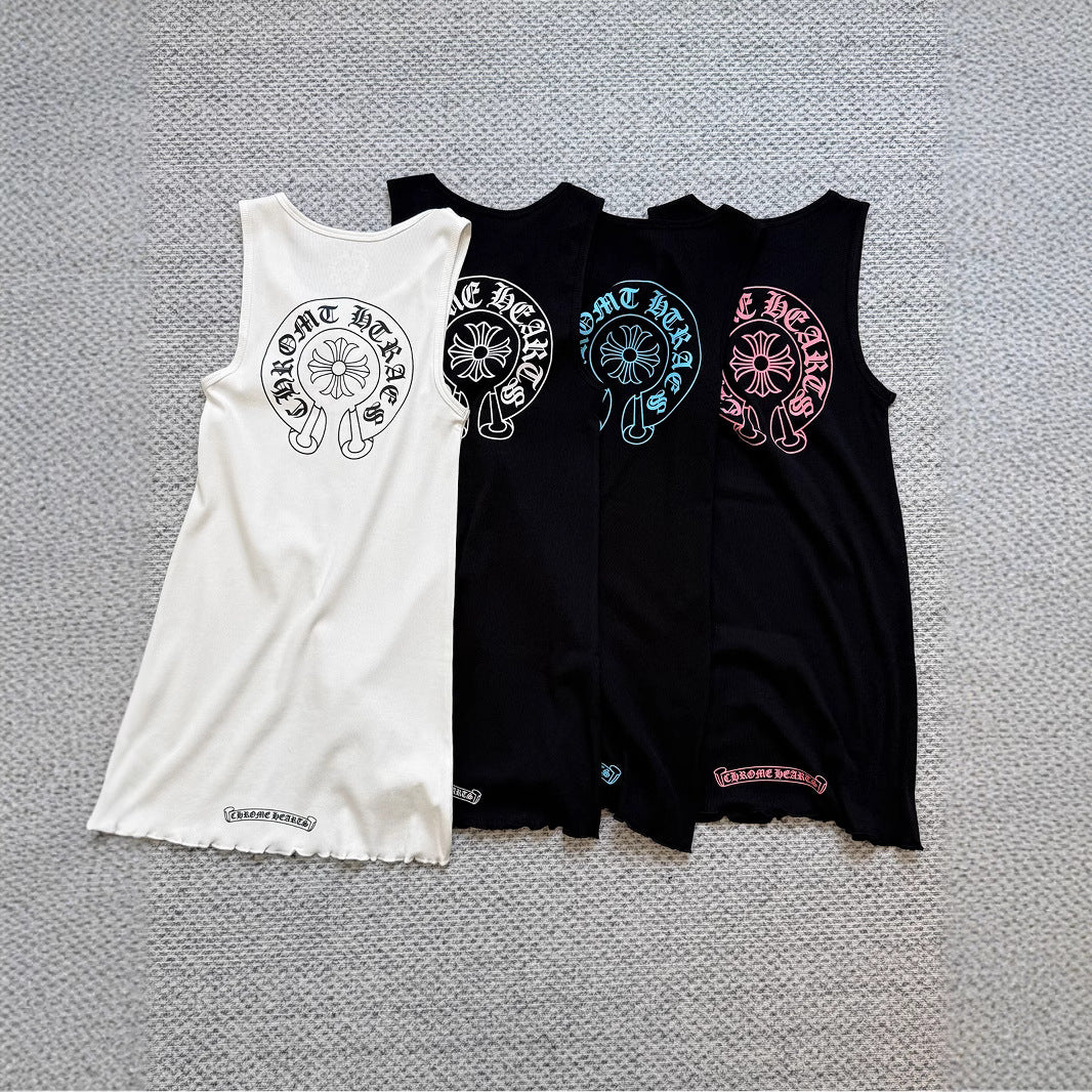 Chrome Hearts horseshoe print sleeveless vest dress