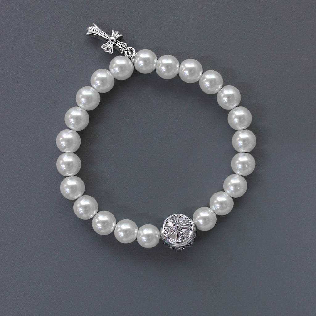 Chrome Hearts Cross Pearl Bracelet