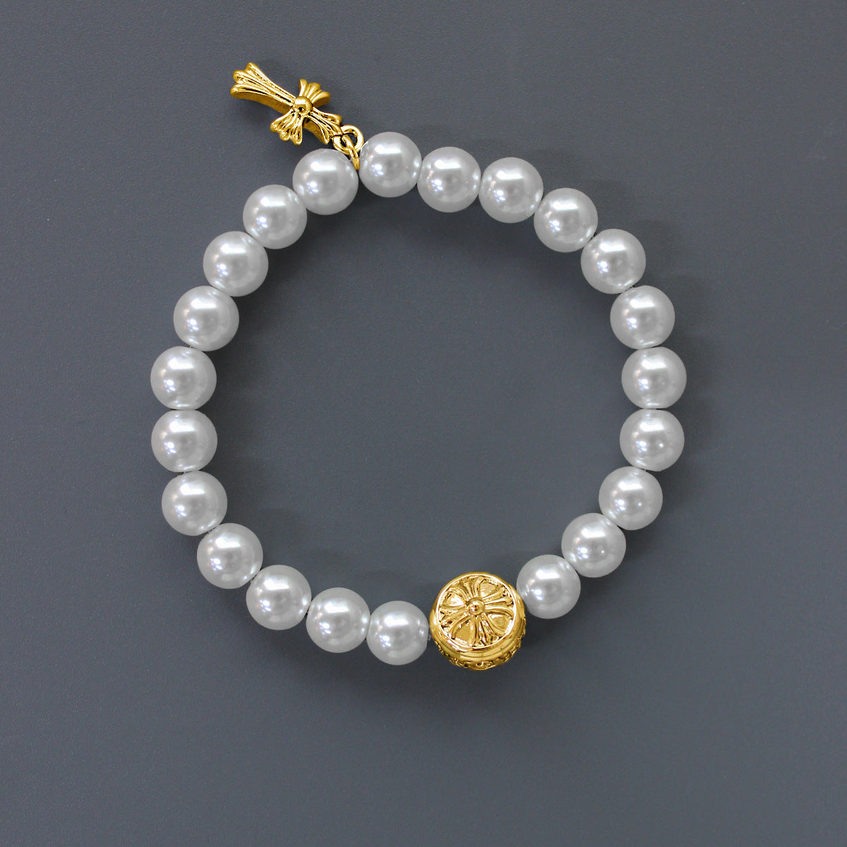 Chrome Hearts Cross Pearl Bracelet