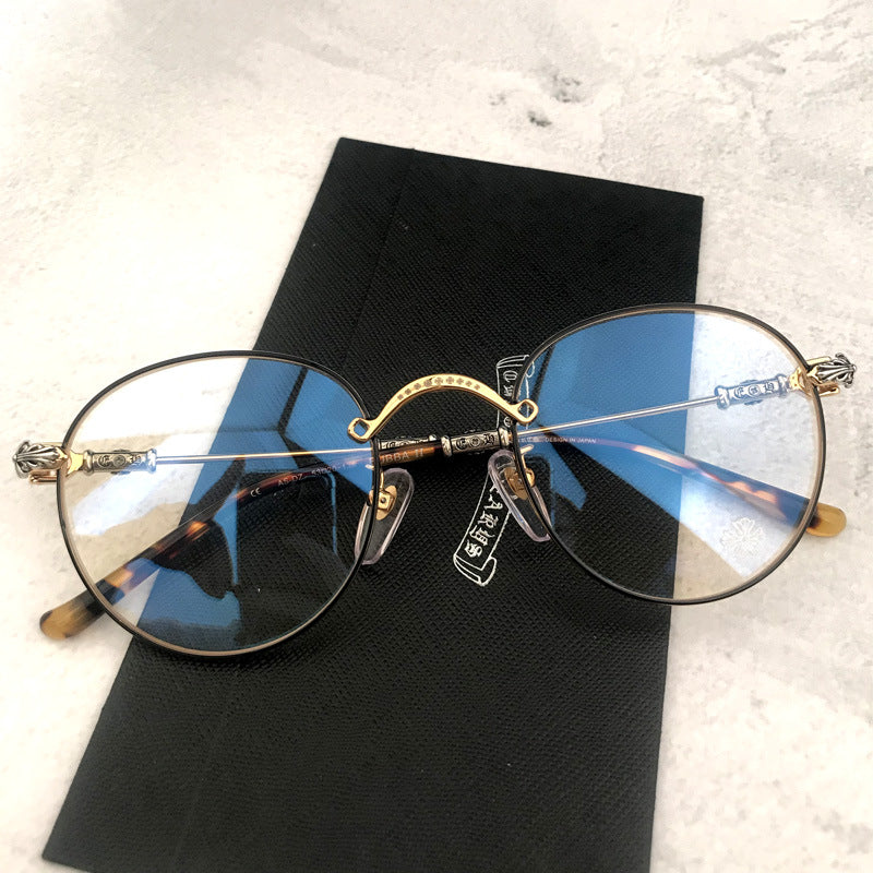 chrome hearts metal round frame retro art glasses