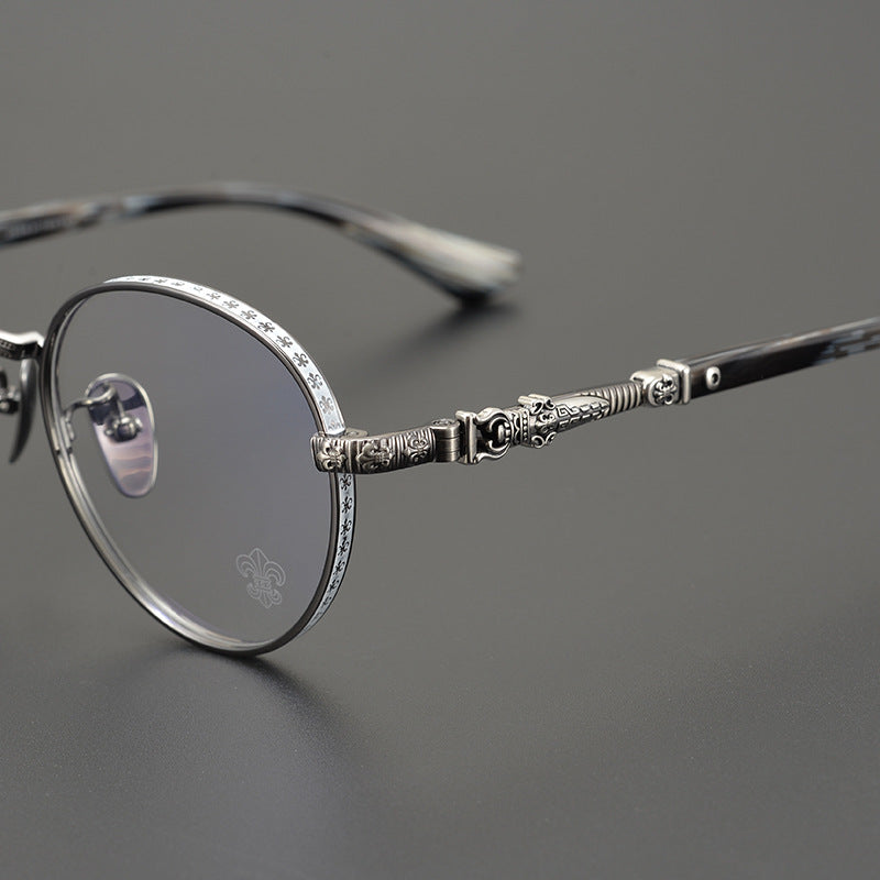 Chrome Hearts craftsmanship carved round frame glasses