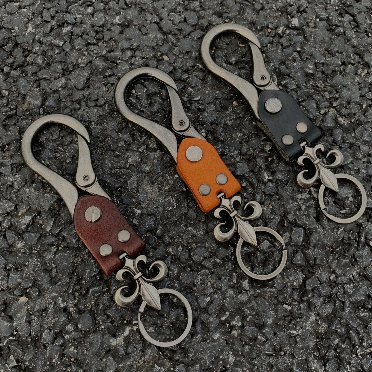 chrome hearts cross flower cowhide keychain