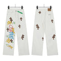Chrome Hearts Classic Color Cross Leather Jeans