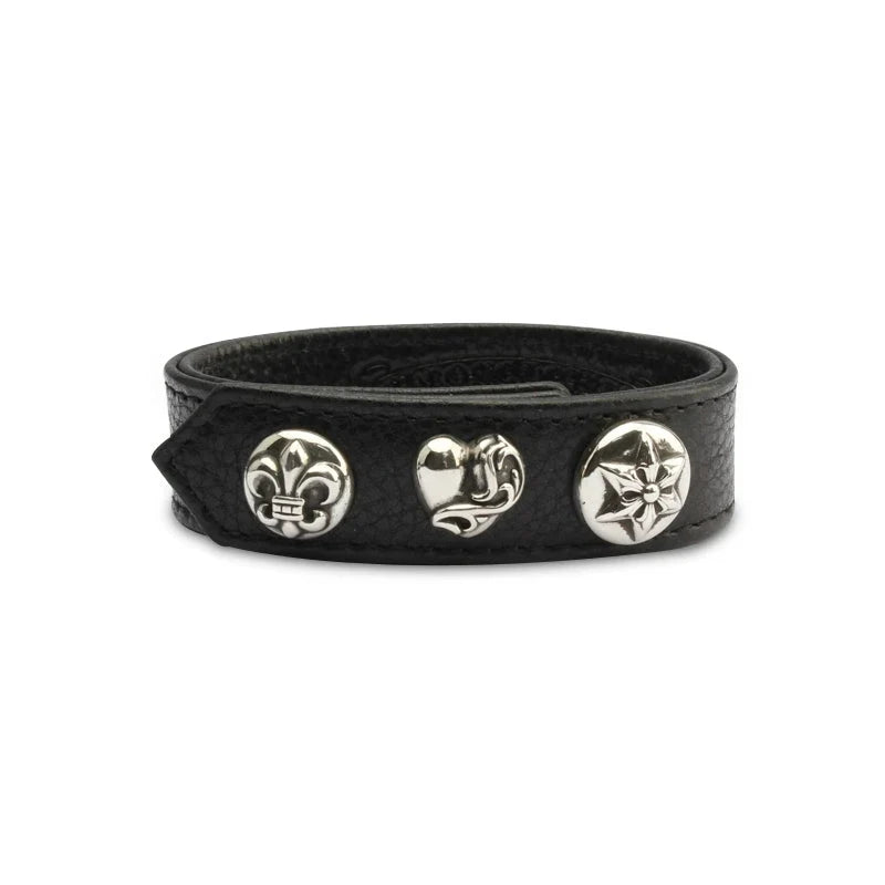 Chrome Hearts S925 sterling silver leather bracelet