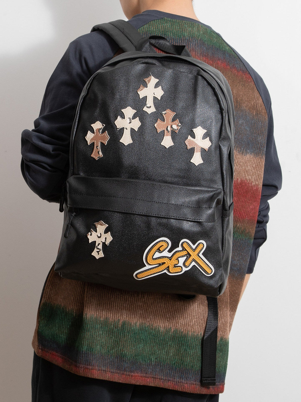 Chrome Hearts Cross Large Capacity PU Leather Backpack