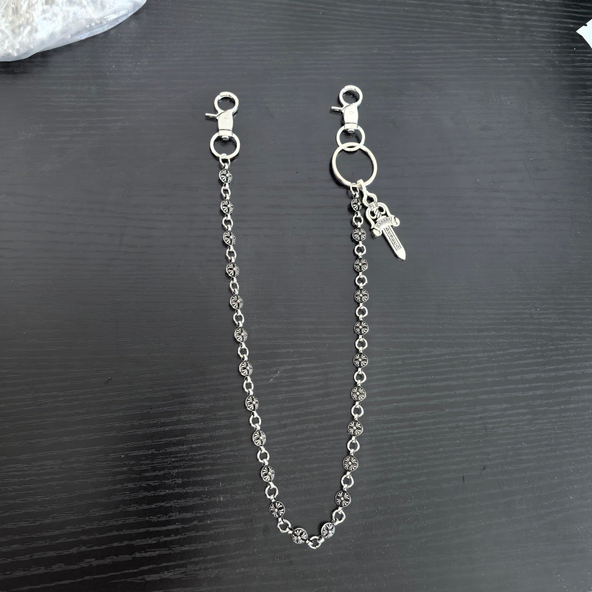 chrome hearts metal dagger pants chain