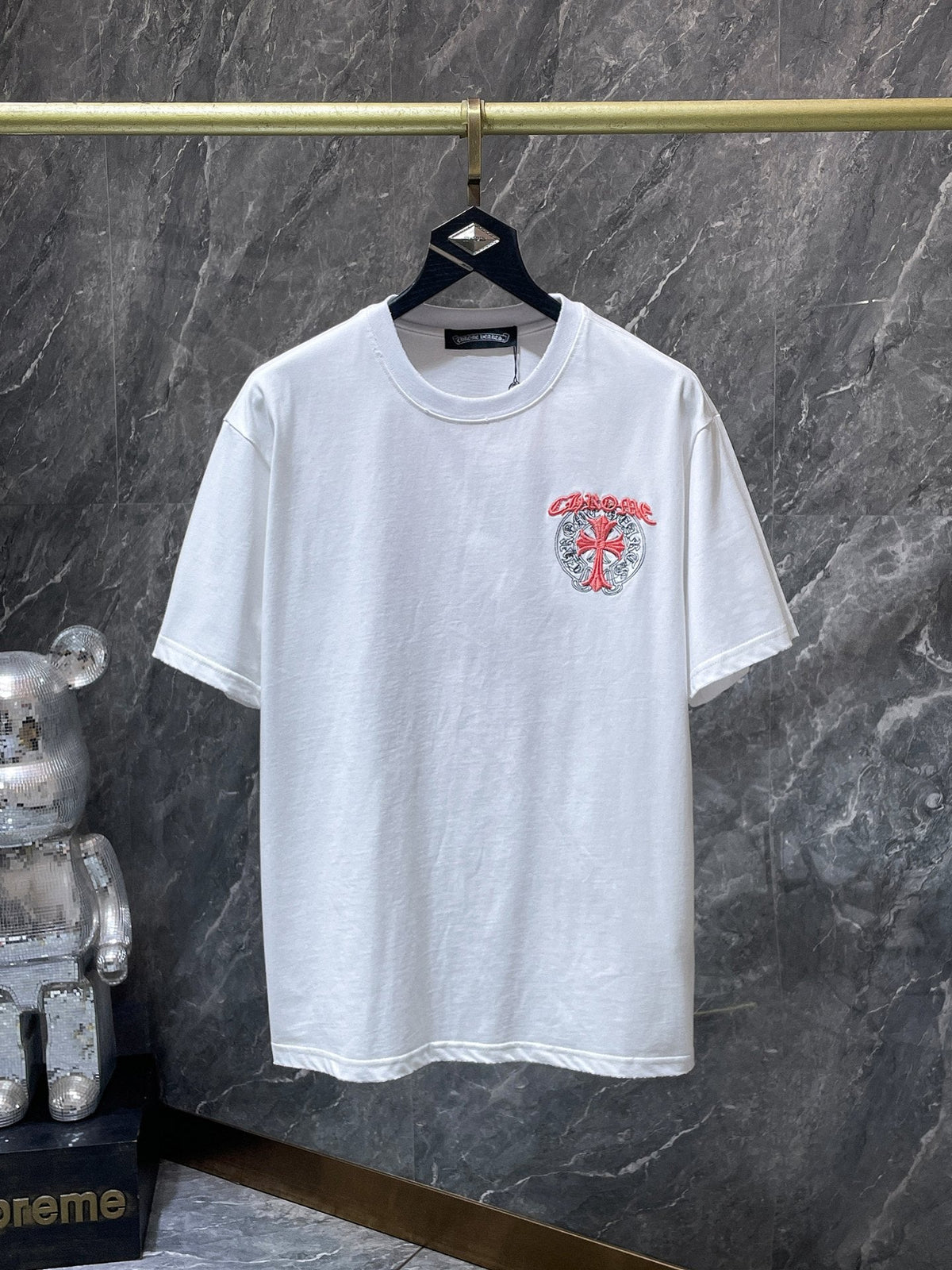 Chrome Hearts Cross & Horseshoe Double-Layer Embroidered T-Shirt