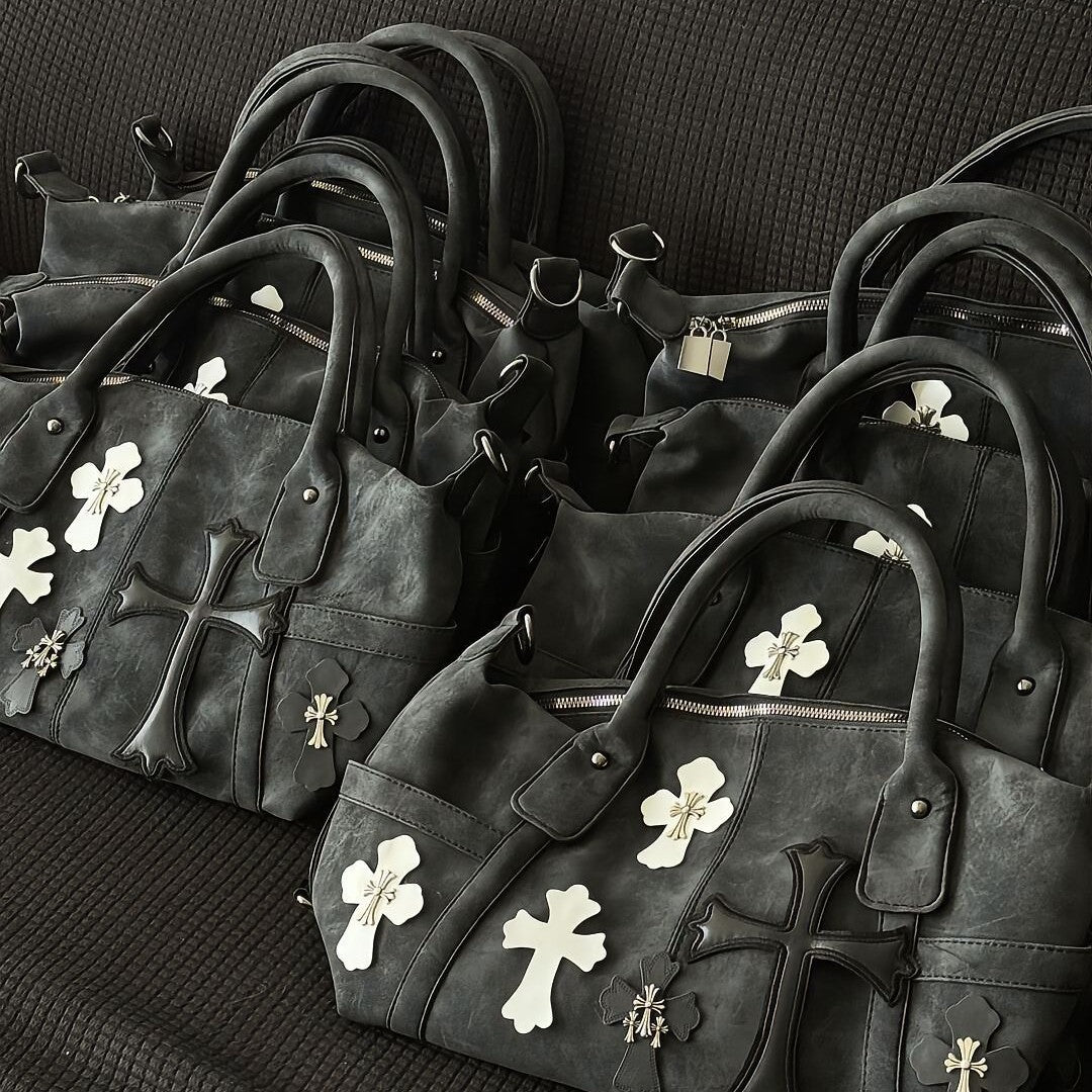 Chrome Hearts Black and White Patchwork Travel Bag