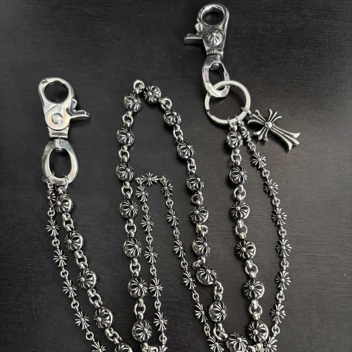 Chrome Hearts double lobster buckle double cross chain pants chain