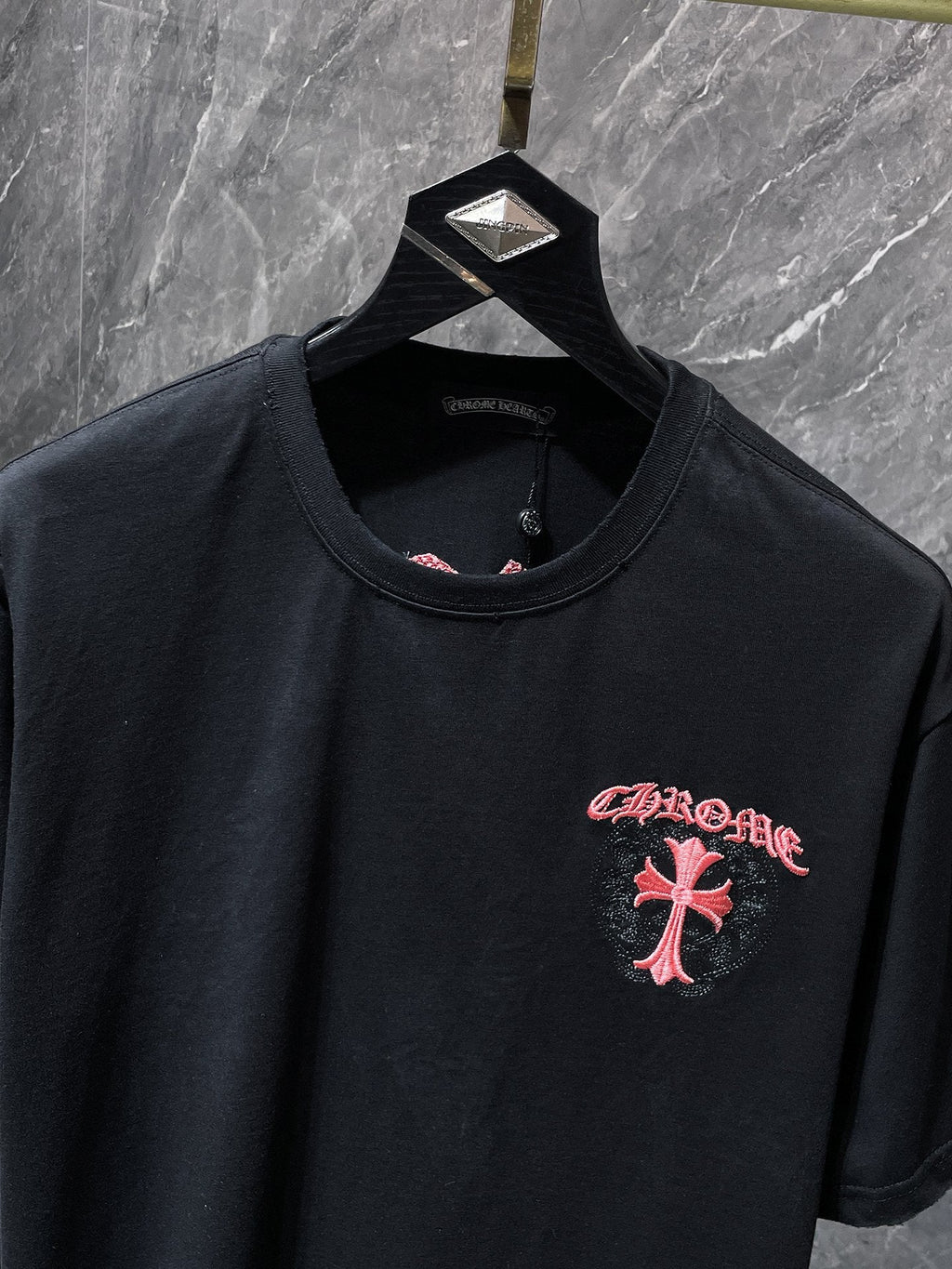 Chrome Hearts Cross & Horseshoe Double-Layer Embroidered T-Shirt