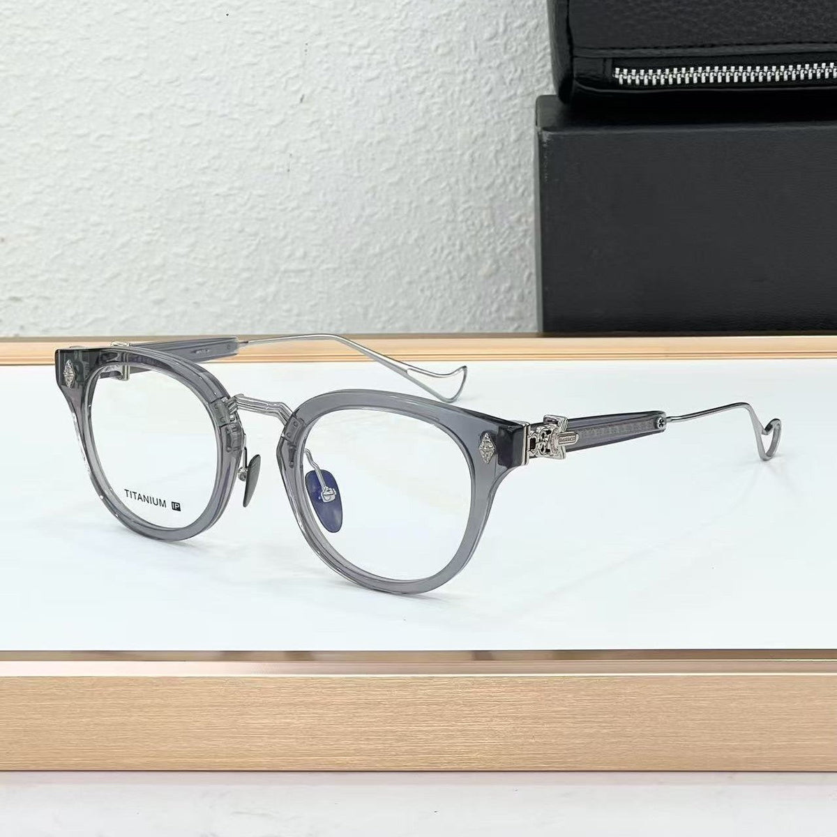 Chrome Hearts Big Sword Light Titanium Metal Oval Glasses