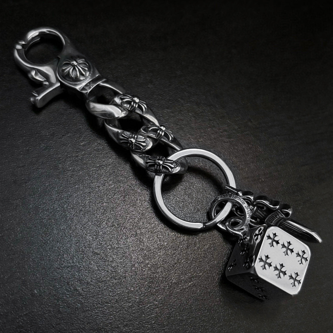 chrome hearts sword dice keychain