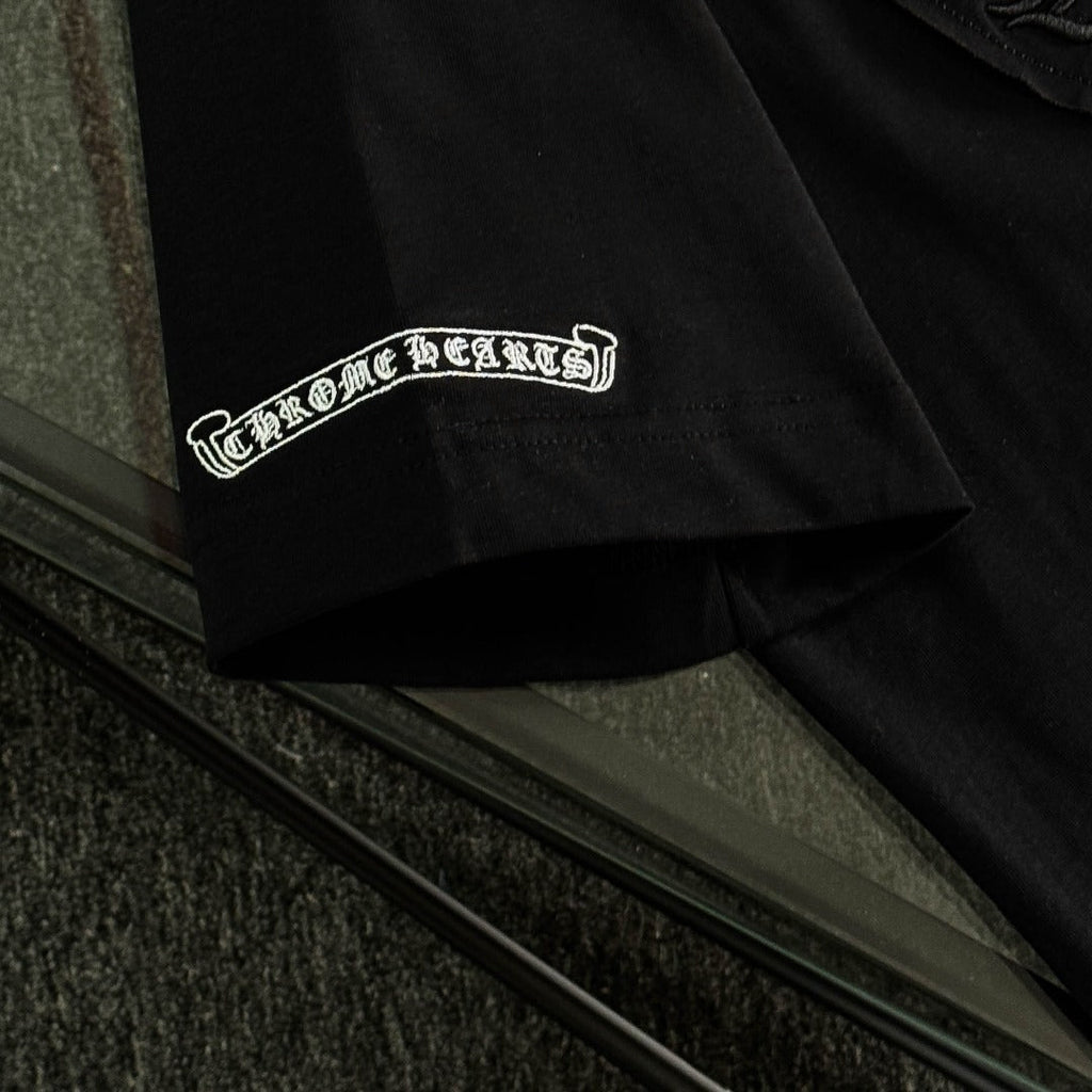 Chrome Hearts heavy-duty cross-stitch embroidery T-shirt