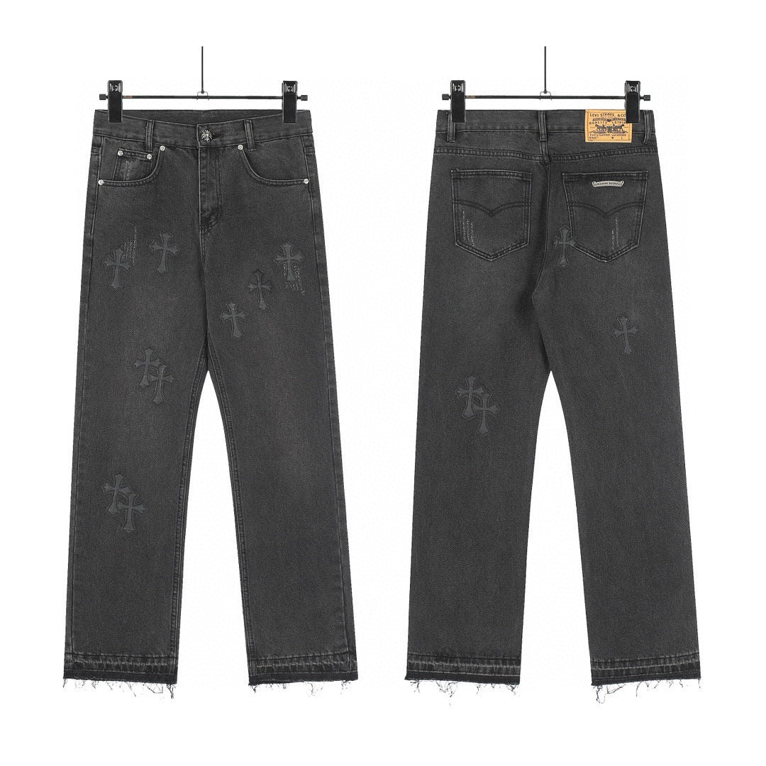 Chrome Hearts Cross Leather Jeans
