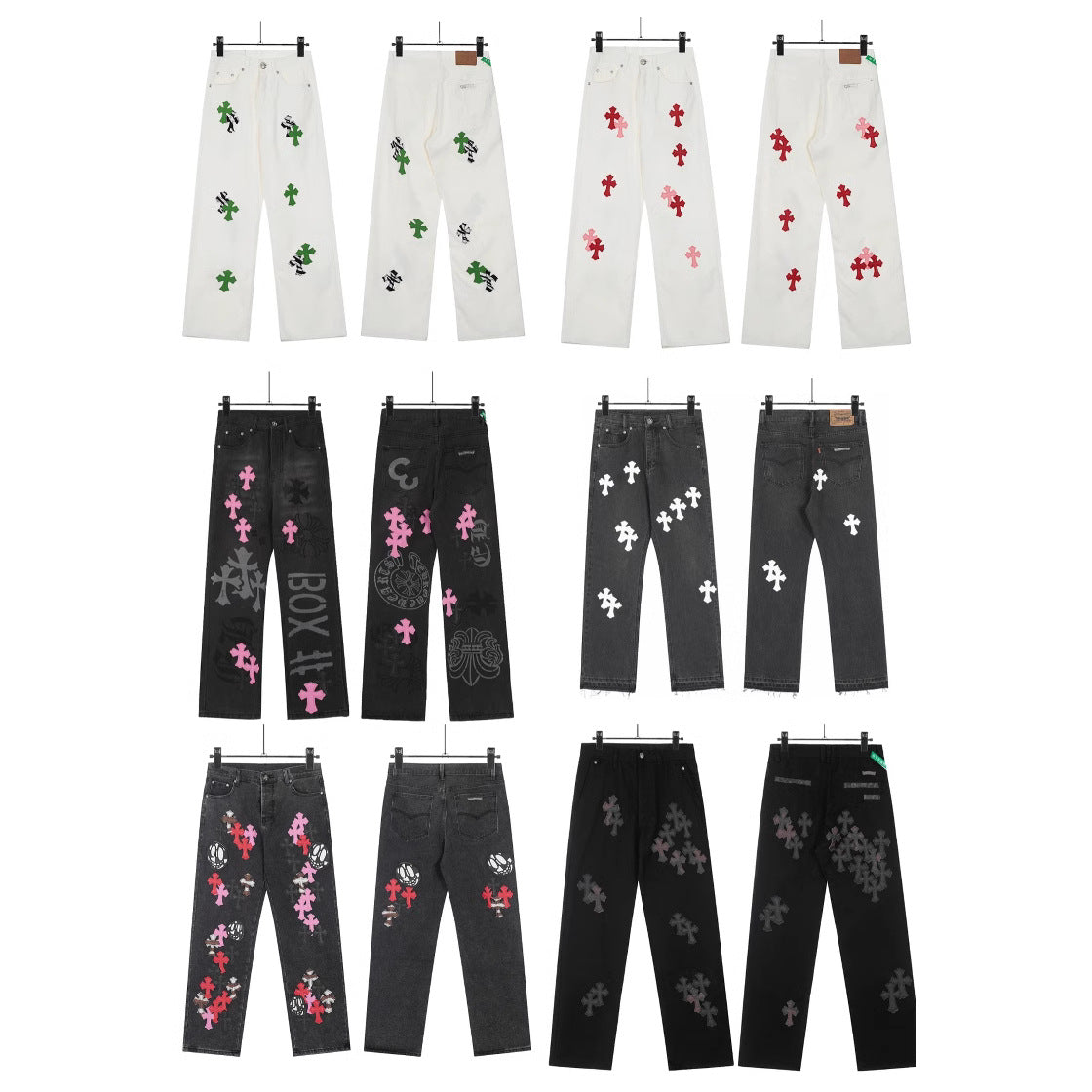 Chrome Hearts Classic Color Cross Leather Jeans