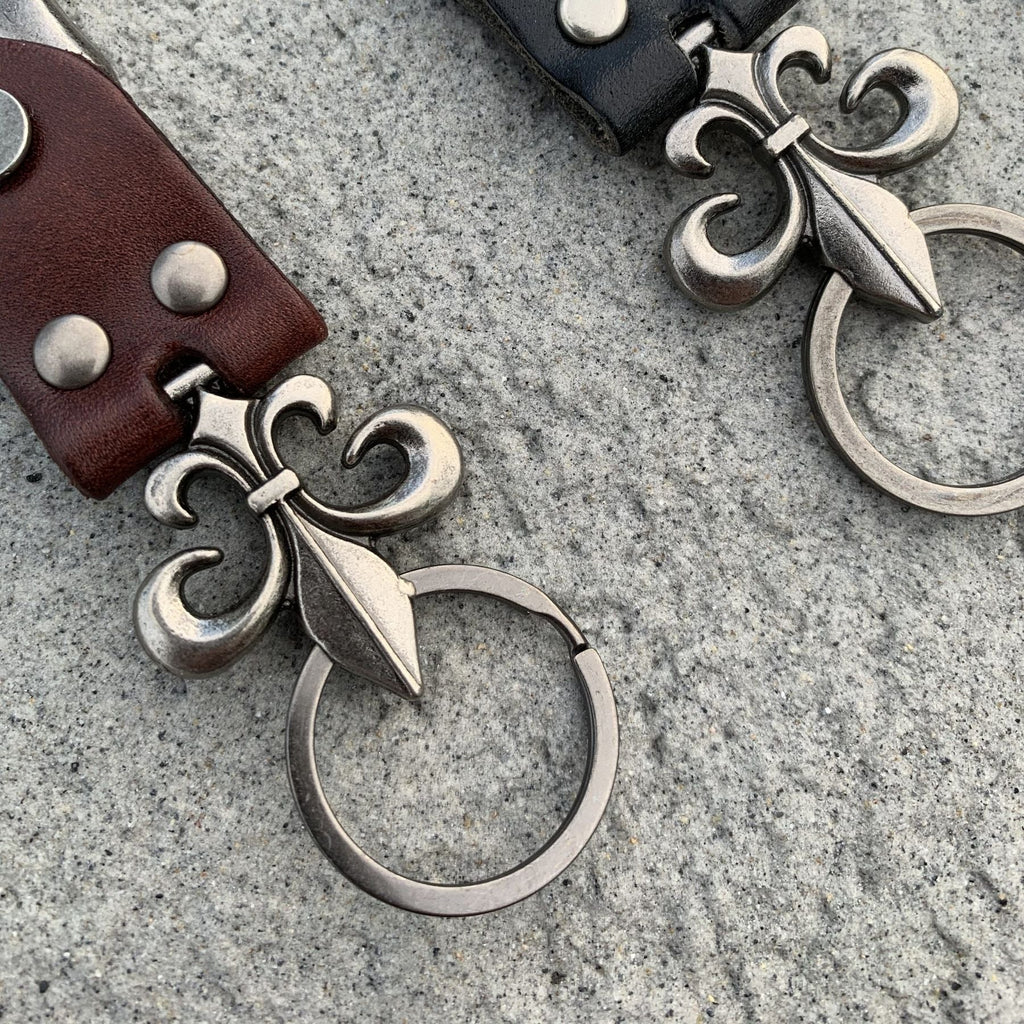 chrome hearts cross flower cowhide keychain