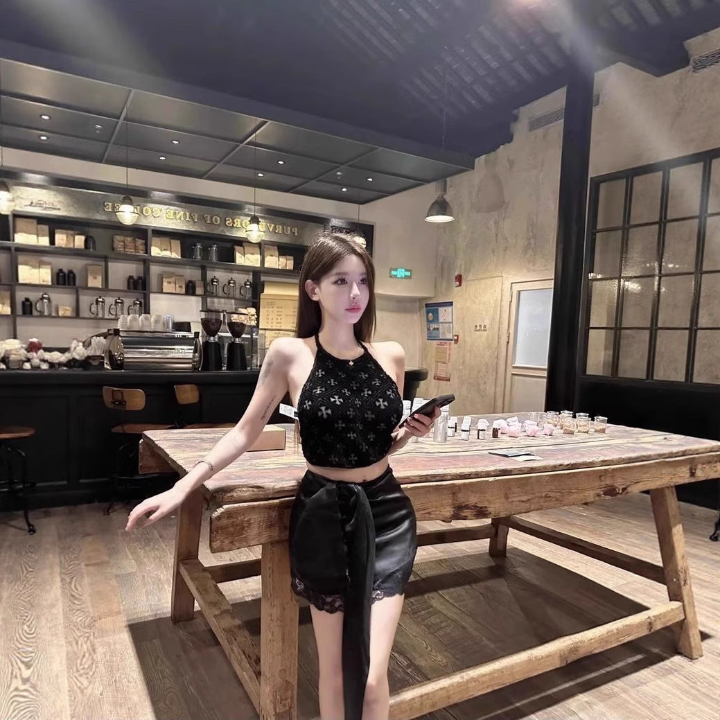 Chrome Hearts Retro Cross Hollow-Out Halter Neck Tank Top