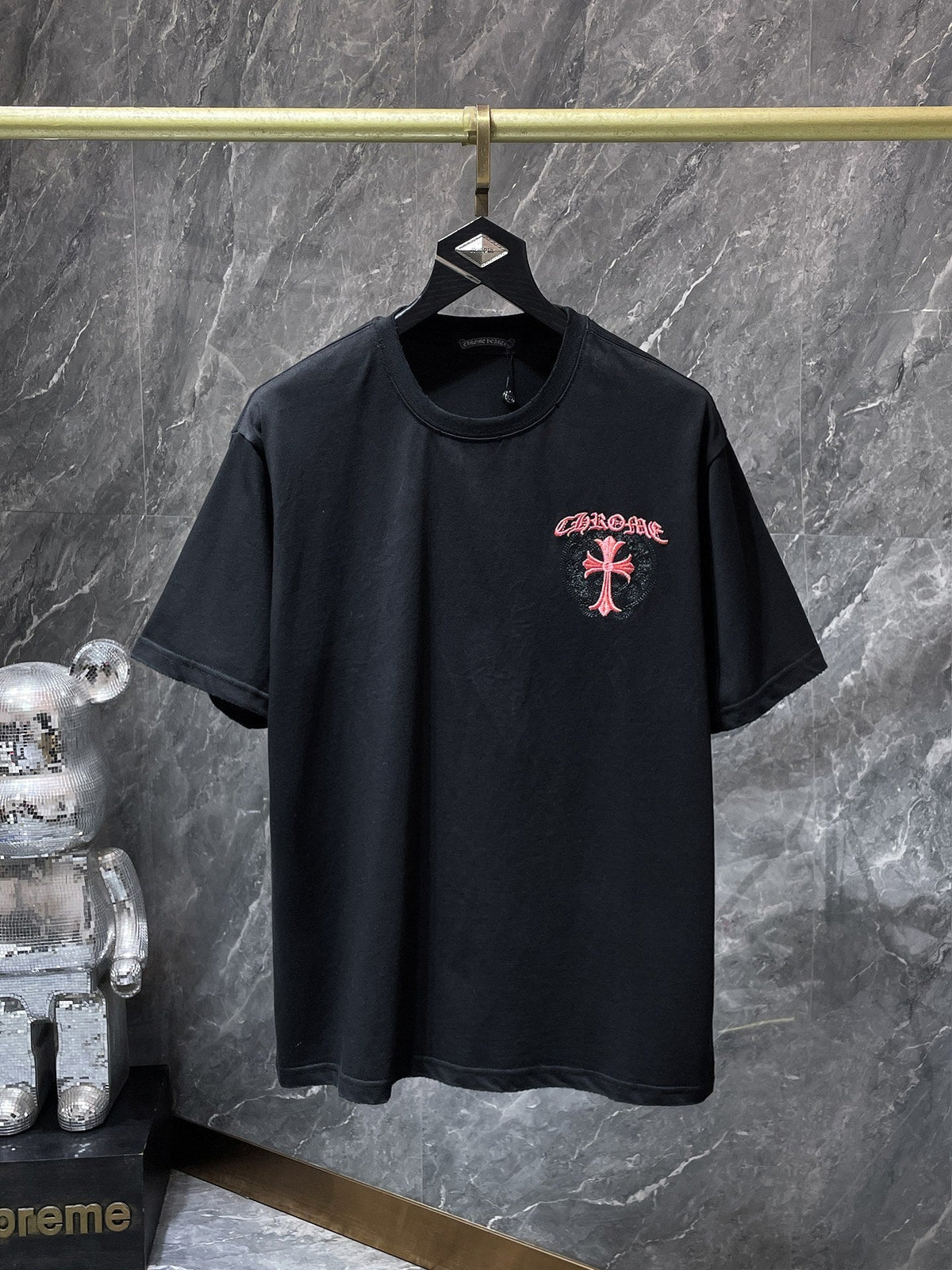 Chrome Hearts Cross & Horseshoe Double-Layer Embroidered T-Shirt
