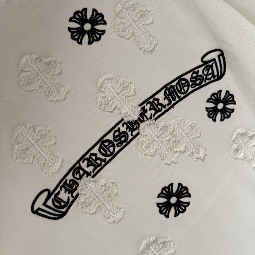 Chrome Hearts Embroidered Distressed Short-Sleeve T-Shirt