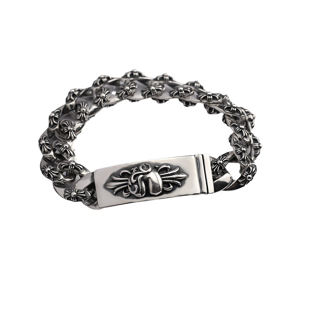 Chrome Hearts punk peach heart cross flower bracelet