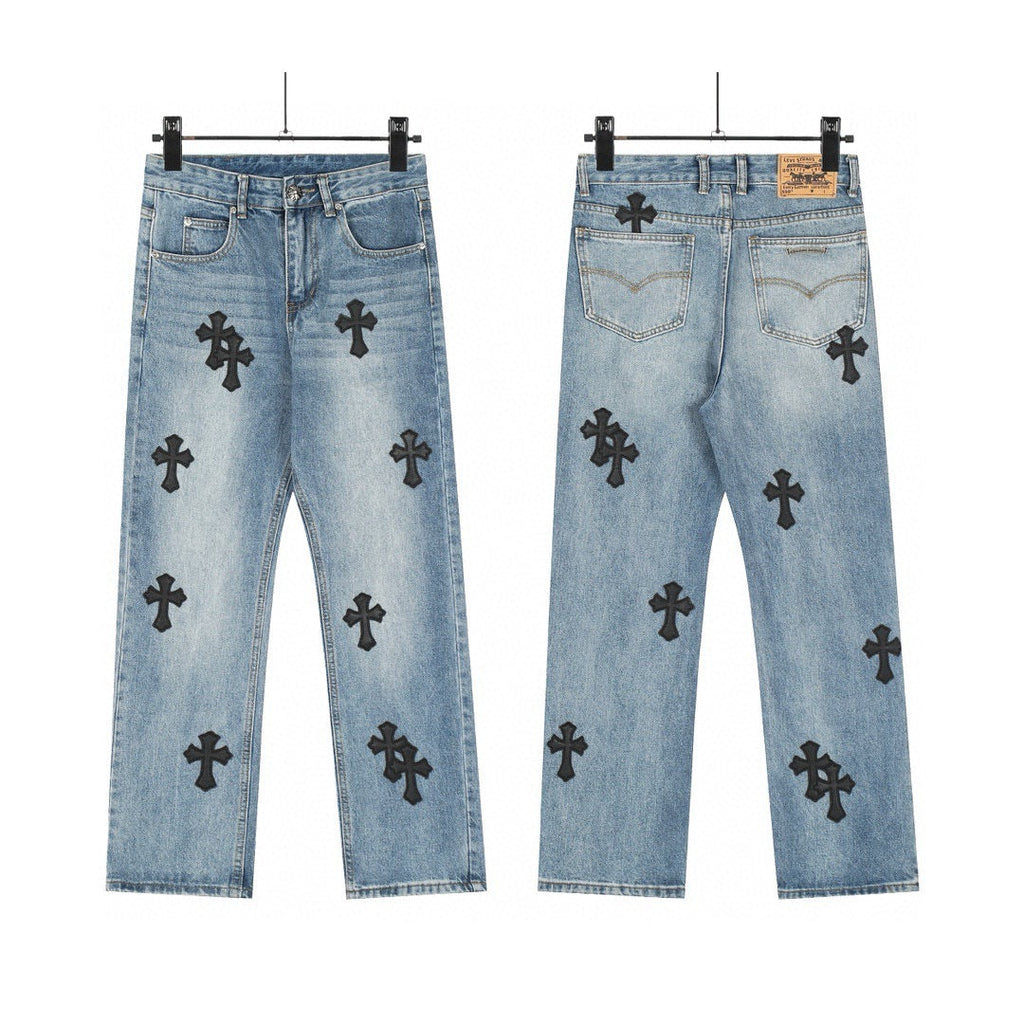 Chrome Hearts Cross Leather Jeans