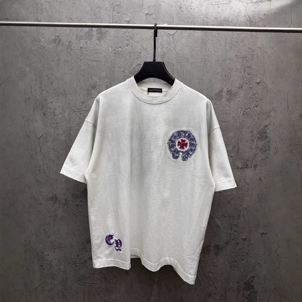 Chrome Hearts Washed Appliqué Embroidered Short-Sleeve T-Shirt