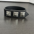Chrome Hearts square cross adjustable leather bracelet