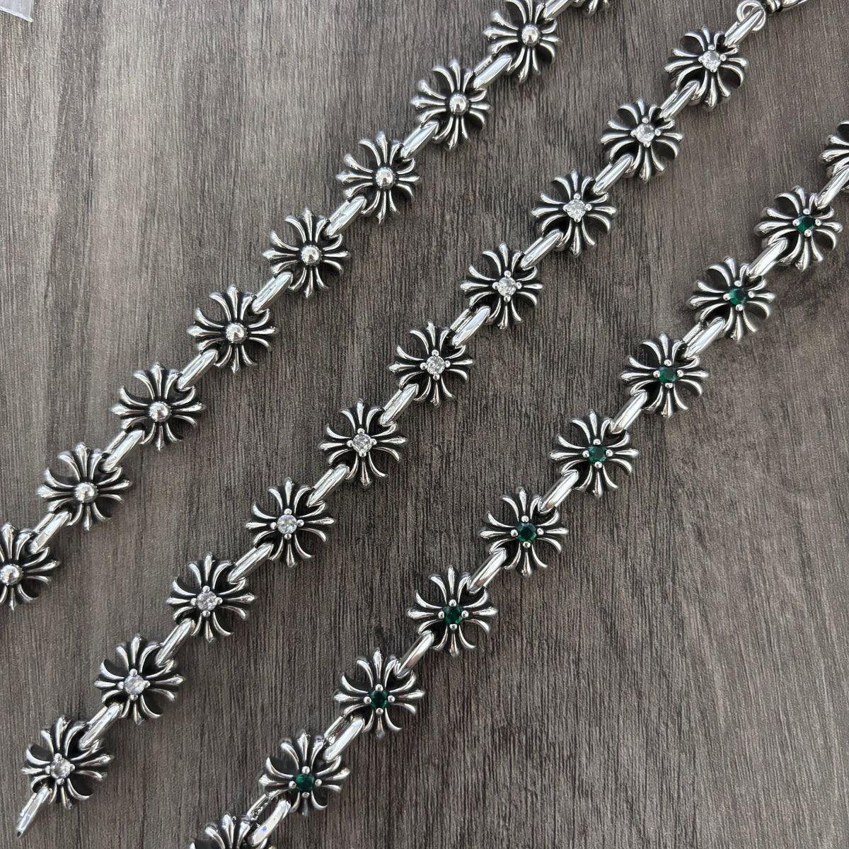 Chrome Hearts Cross Flower Fishhook Buckle Diamond inlaid Bracelet