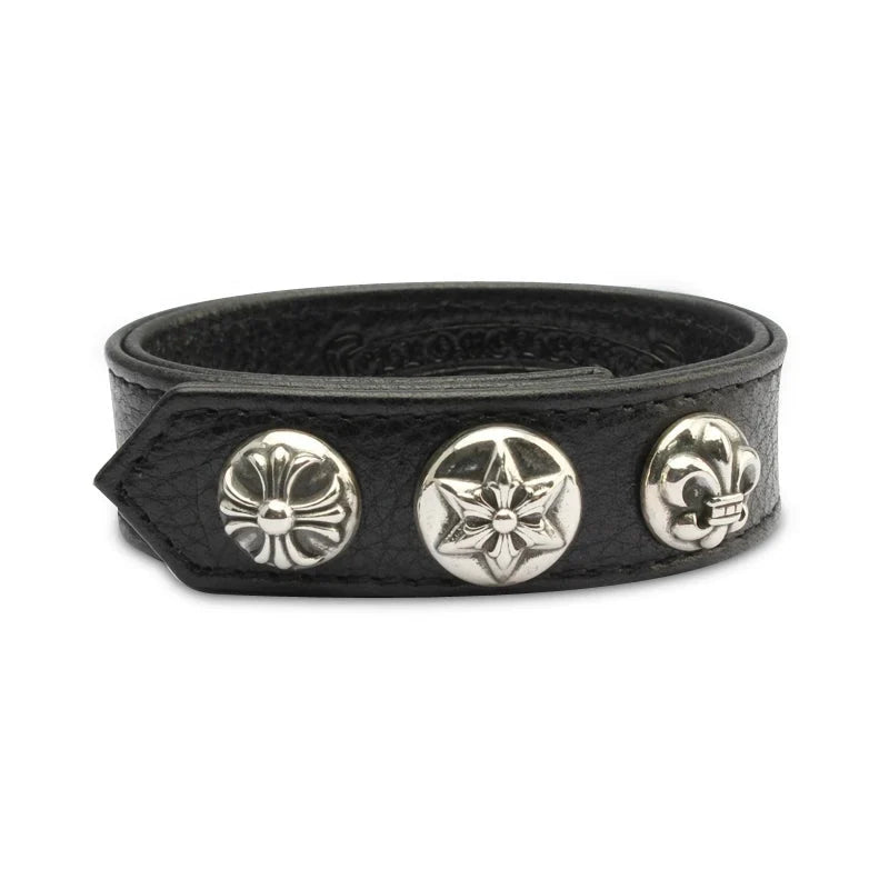 Chrome Hearts S925 sterling silver leather bracelet