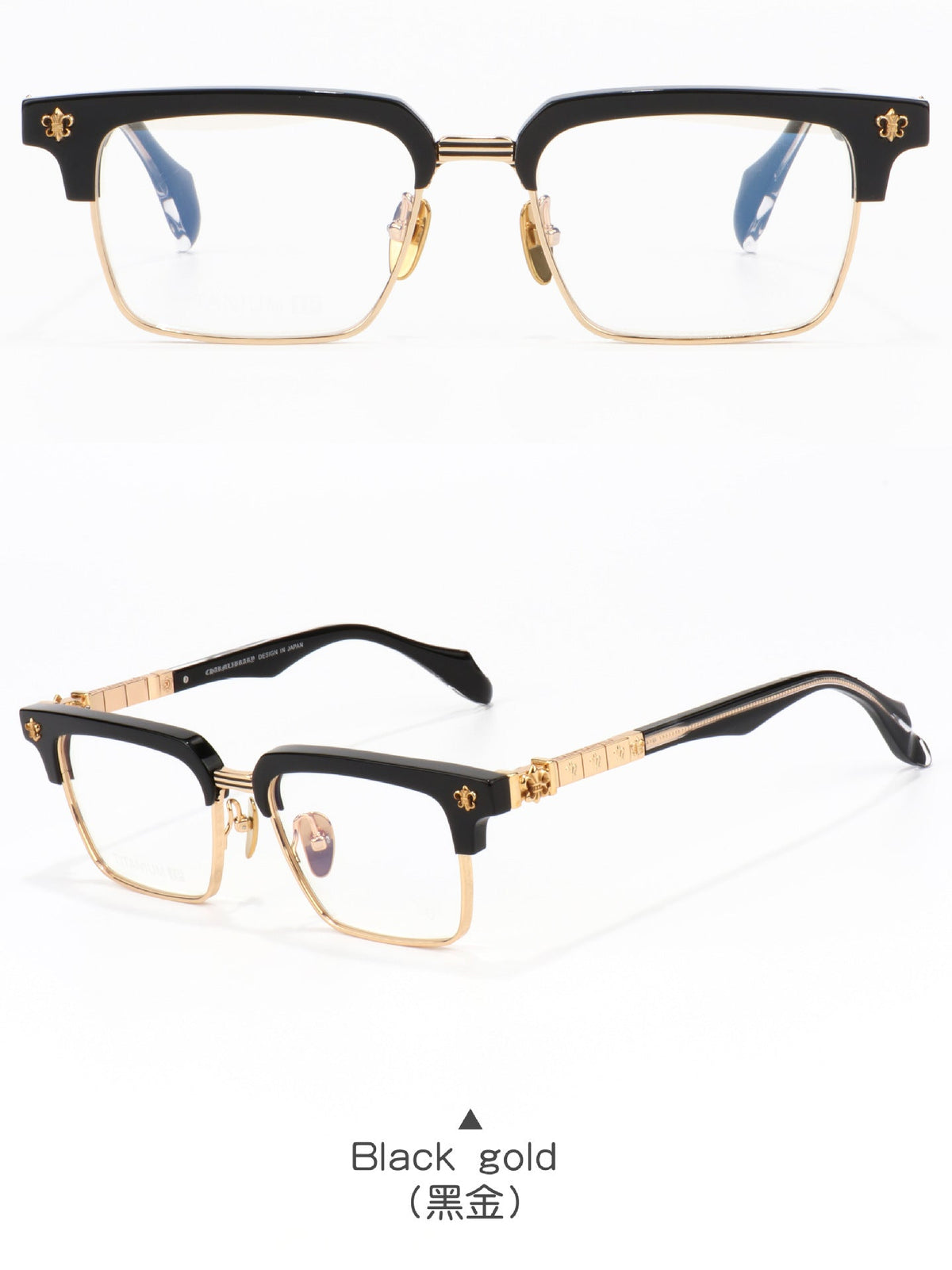 Chrome Hearts half-rimmed accordion temple glasses