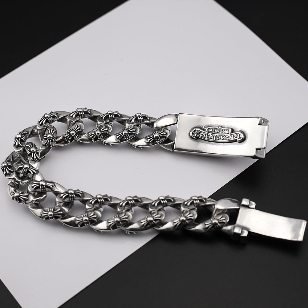 Chrome Hearts punk peach heart cross flower bracelet